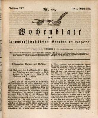 Wochenblatt des Landwirtschaftlichen Vereins in Bayern Dienstag 4. August 1835