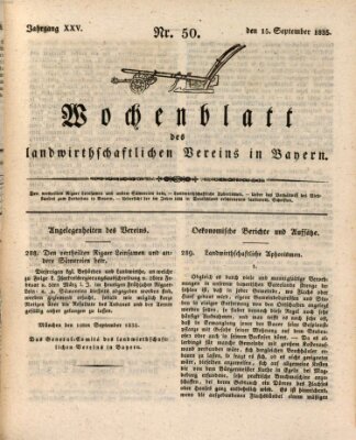 Wochenblatt des Landwirtschaftlichen Vereins in Bayern Dienstag 15. September 1835