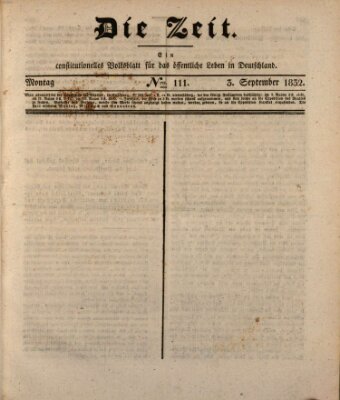 Die Zeit Montag 3. September 1832