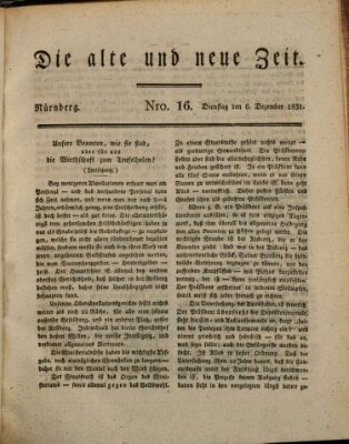 Die alte und neue Zeit Dienstag 6. Dezember 1831