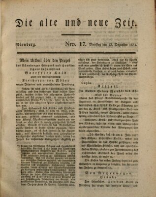 Die alte und neue Zeit Dienstag 13. Dezember 1831