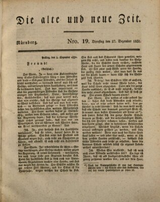 Die alte und neue Zeit Dienstag 27. Dezember 1831