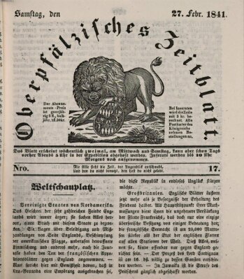 Oberpfälzisches Zeitblatt (Amberger Tagblatt) Samstag 27. Februar 1841