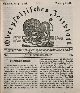 Oberpfälzisches Zeitblatt (Amberger Tagblatt) Samstag 17. April 1841