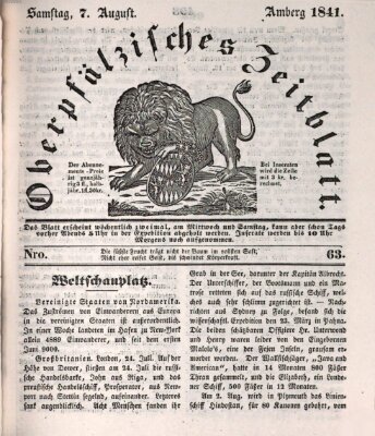 Oberpfälzisches Zeitblatt (Amberger Tagblatt) Samstag 7. August 1841