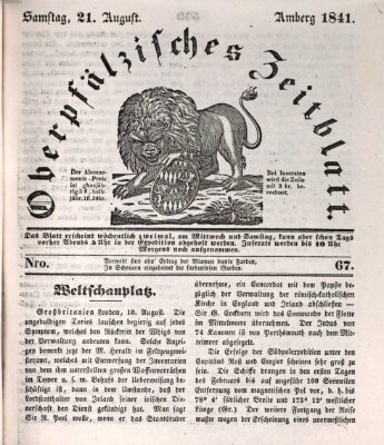 Oberpfälzisches Zeitblatt (Amberger Tagblatt) Samstag 21. August 1841