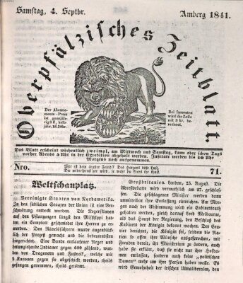 Oberpfälzisches Zeitblatt (Amberger Tagblatt) Samstag 4. September 1841