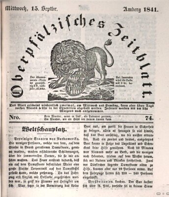 Oberpfälzisches Zeitblatt (Amberger Tagblatt) Mittwoch 15. September 1841
