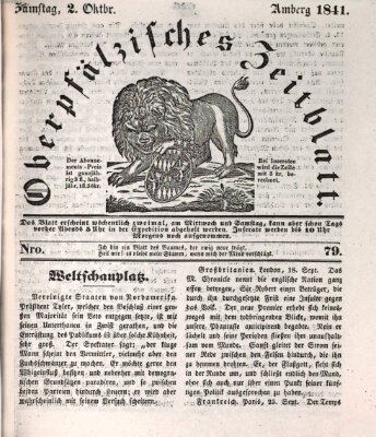 Oberpfälzisches Zeitblatt (Amberger Tagblatt) Samstag 2. Oktober 1841