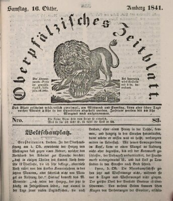 Oberpfälzisches Zeitblatt (Amberger Tagblatt) Samstag 16. Oktober 1841