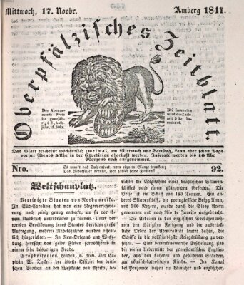 Oberpfälzisches Zeitblatt (Amberger Tagblatt) Mittwoch 17. November 1841