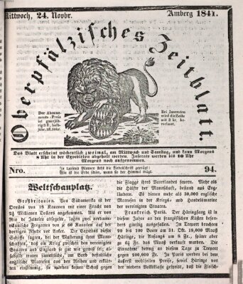 Oberpfälzisches Zeitblatt (Amberger Tagblatt) Mittwoch 24. November 1841