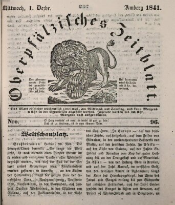 Oberpfälzisches Zeitblatt (Amberger Tagblatt) Mittwoch 1. Dezember 1841