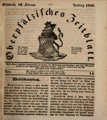 Oberpfälzisches Zeitblatt (Amberger Tagblatt) Mittwoch 16. Februar 1842