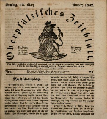 Oberpfälzisches Zeitblatt (Amberger Tagblatt) Samstag 12. März 1842