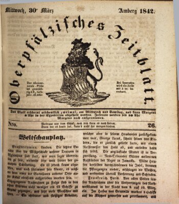 Oberpfälzisches Zeitblatt (Amberger Tagblatt) Mittwoch 30. März 1842