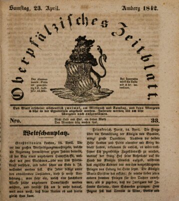 Oberpfälzisches Zeitblatt (Amberger Tagblatt) Samstag 23. April 1842