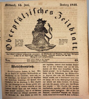 Oberpfälzisches Zeitblatt (Amberger Tagblatt) Mittwoch 15. Juni 1842