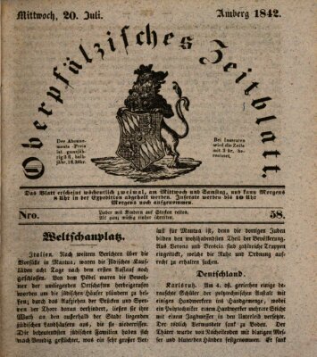 Oberpfälzisches Zeitblatt (Amberger Tagblatt) Mittwoch 20. Juli 1842