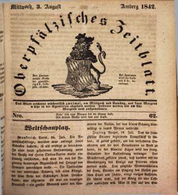 Oberpfälzisches Zeitblatt (Amberger Tagblatt) Mittwoch 3. August 1842