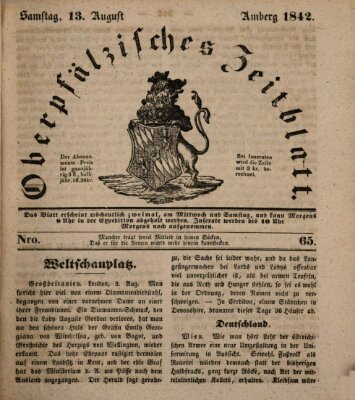 Oberpfälzisches Zeitblatt (Amberger Tagblatt) Samstag 13. August 1842