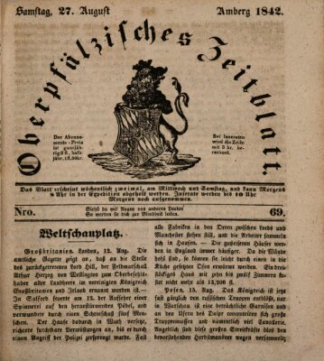 Oberpfälzisches Zeitblatt (Amberger Tagblatt) Samstag 27. August 1842