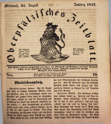 Oberpfälzisches Zeitblatt (Amberger Tagblatt) Mittwoch 31. August 1842