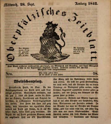 Oberpfälzisches Zeitblatt (Amberger Tagblatt) Mittwoch 28. September 1842