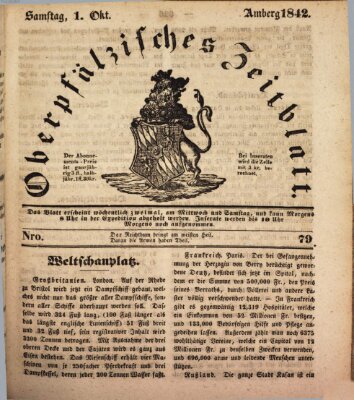 Oberpfälzisches Zeitblatt (Amberger Tagblatt) Samstag 1. Oktober 1842