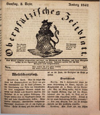 Oberpfälzisches Zeitblatt (Amberger Tagblatt) Samstag 3. Dezember 1842