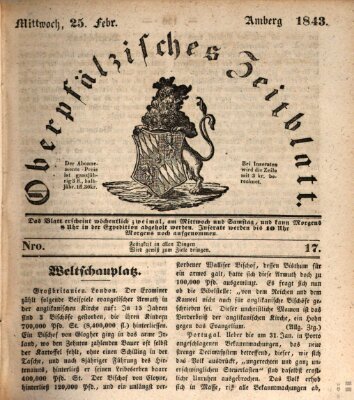 Oberpfälzisches Zeitblatt (Amberger Tagblatt) Samstag 25. Februar 1843