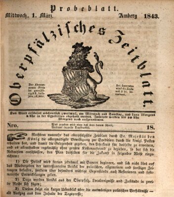 Oberpfälzisches Zeitblatt (Amberger Tagblatt) Mittwoch 1. März 1843