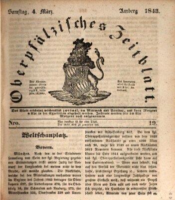 Oberpfälzisches Zeitblatt (Amberger Tagblatt) Samstag 4. März 1843