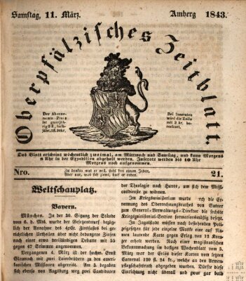 Oberpfälzisches Zeitblatt (Amberger Tagblatt) Samstag 11. März 1843