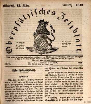 Oberpfälzisches Zeitblatt (Amberger Tagblatt) Mittwoch 15. März 1843