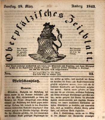 Oberpfälzisches Zeitblatt (Amberger Tagblatt) Samstag 18. März 1843