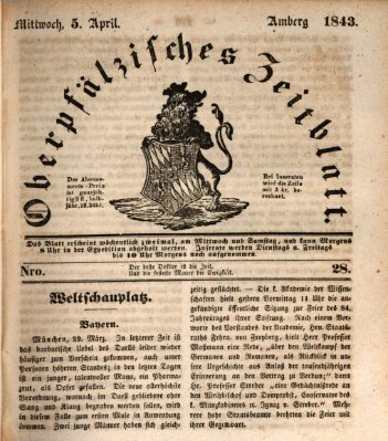 Oberpfälzisches Zeitblatt (Amberger Tagblatt) Mittwoch 5. April 1843