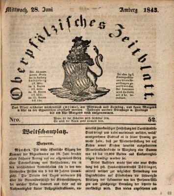 Oberpfälzisches Zeitblatt (Amberger Tagblatt) Mittwoch 28. Juni 1843