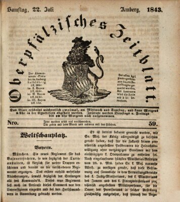 Oberpfälzisches Zeitblatt (Amberger Tagblatt) Samstag 22. Juli 1843