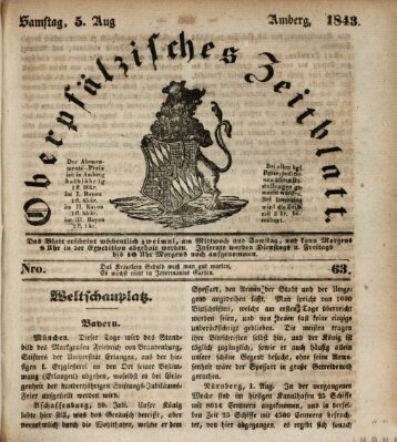 Oberpfälzisches Zeitblatt (Amberger Tagblatt) Samstag 5. August 1843