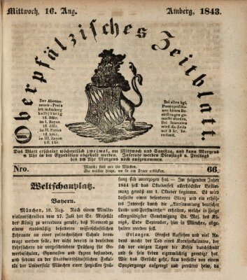 Oberpfälzisches Zeitblatt (Amberger Tagblatt) Mittwoch 16. August 1843