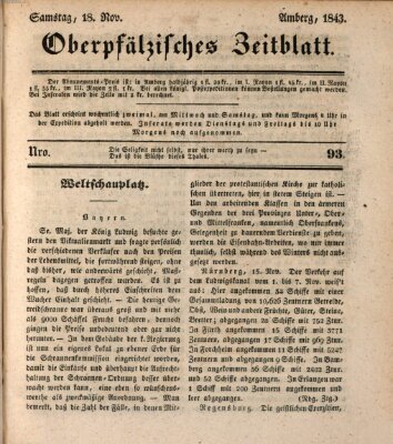 Oberpfälzisches Zeitblatt (Amberger Tagblatt) Samstag 18. November 1843