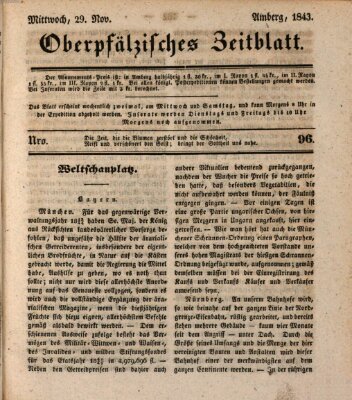 Oberpfälzisches Zeitblatt (Amberger Tagblatt) Mittwoch 29. November 1843