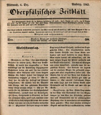 Oberpfälzisches Zeitblatt (Amberger Tagblatt) Mittwoch 6. Dezember 1843