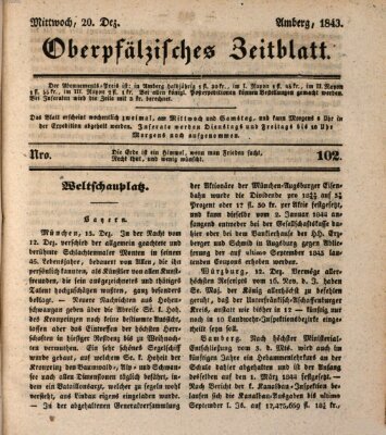 Oberpfälzisches Zeitblatt (Amberger Tagblatt) Mittwoch 20. Dezember 1843