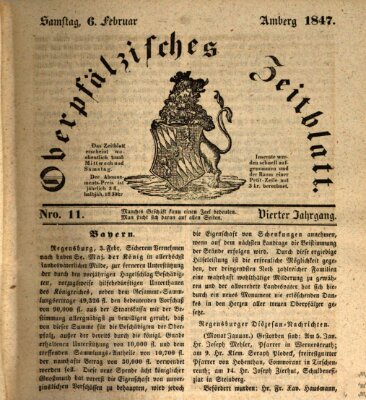 Oberpfälzisches Zeitblatt (Amberger Tagblatt) Samstag 6. Februar 1847