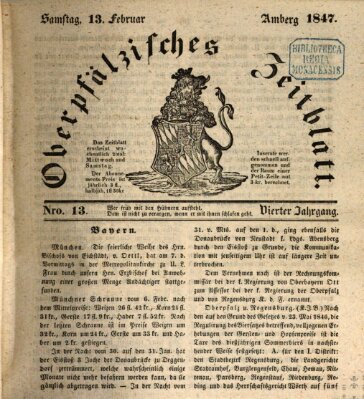 Oberpfälzisches Zeitblatt (Amberger Tagblatt) Samstag 13. Februar 1847