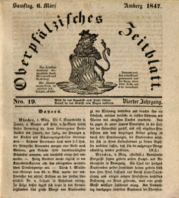 Oberpfälzisches Zeitblatt (Amberger Tagblatt) Samstag 6. März 1847