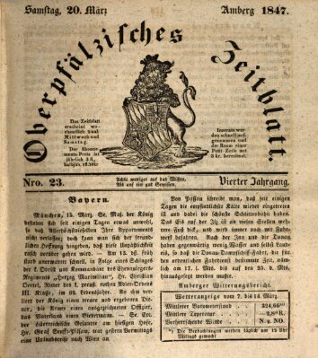 Oberpfälzisches Zeitblatt (Amberger Tagblatt) Samstag 20. März 1847