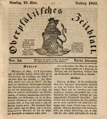 Oberpfälzisches Zeitblatt (Amberger Tagblatt) Samstag 27. März 1847